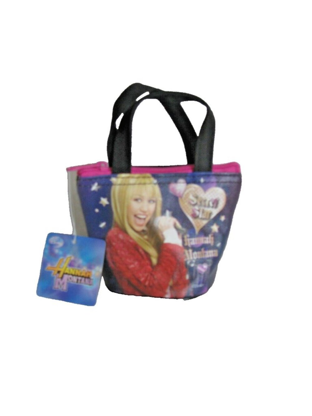 Hannah Montana Mini Bucket Purse Purple Black Change Purse Secret Star NEW